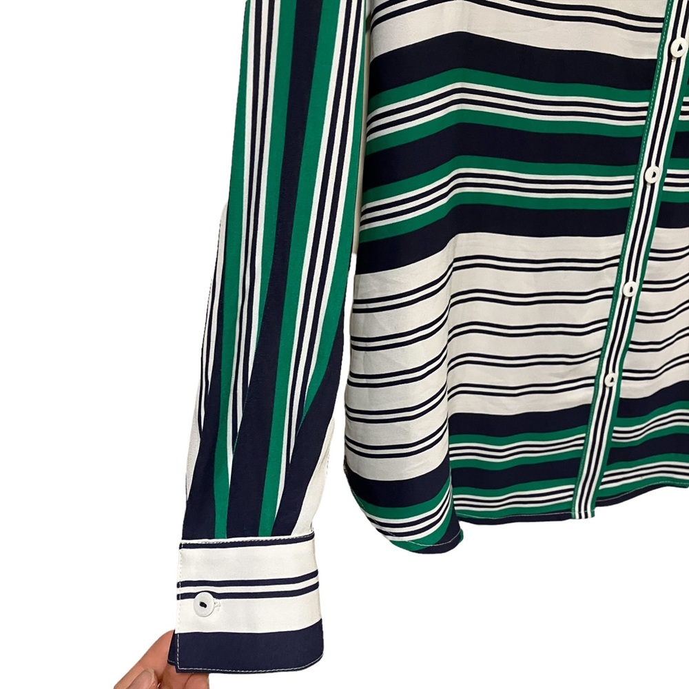 Foxcroft Horizontal Stripes Button Down Blouse - image 3